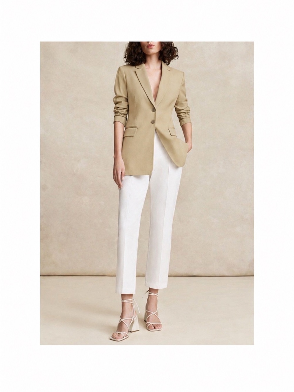 Pearl Lela Rose Size 14 Blazer Tan Khaki Neutral Suit Jacket Heritage Business